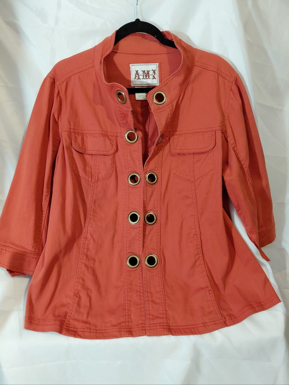 Ami Coral Utility Jacket with Grommet Detail